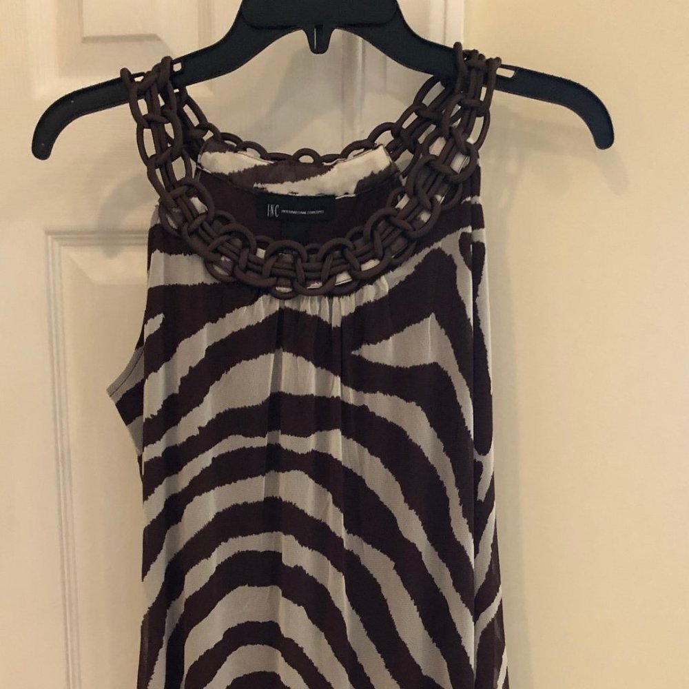 NEW Brown Zebra Pattern Sleeveless Party Dress